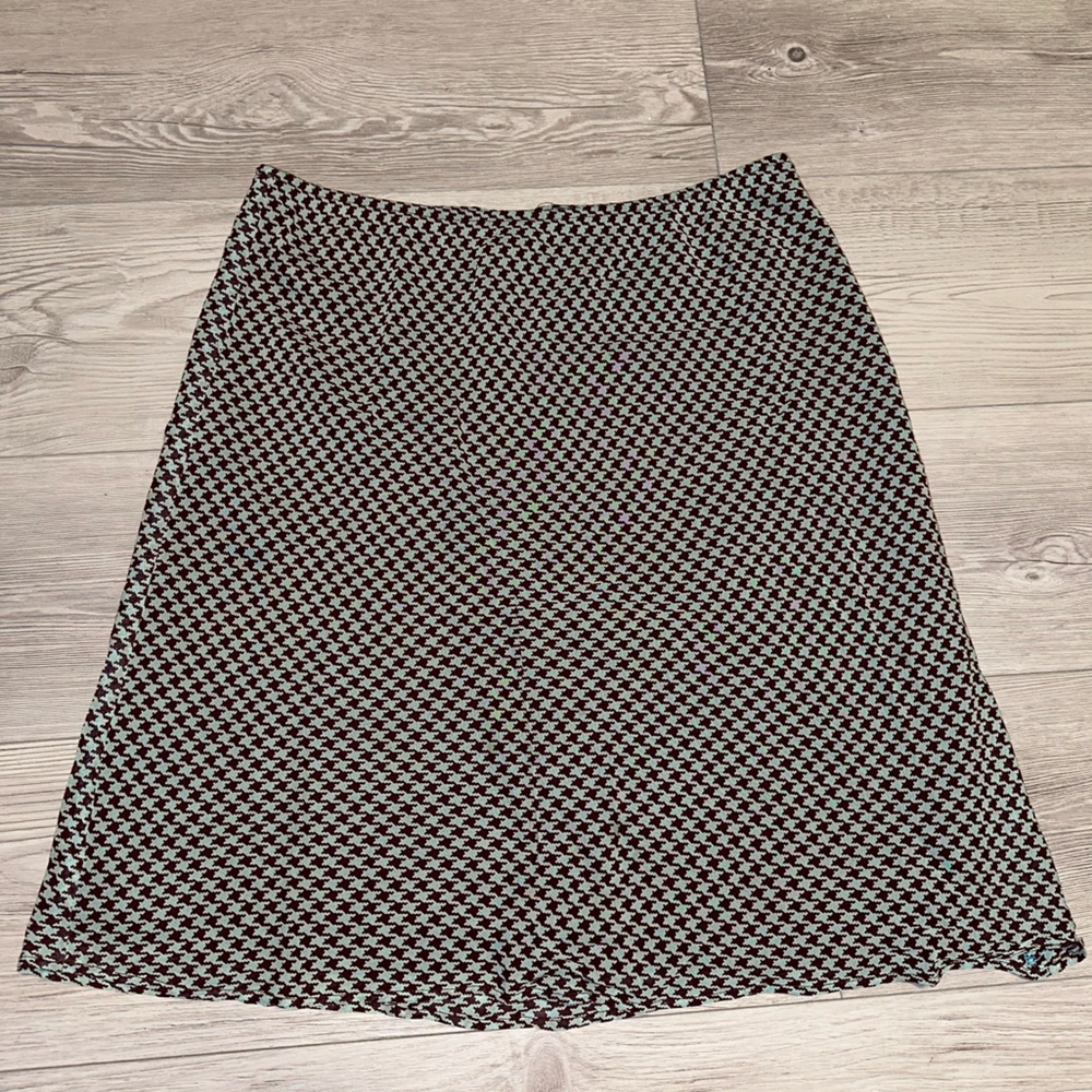 Vintage Lapis Los Angeles A-Line Midi Skirt brown blue, Size M